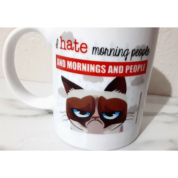 Ganz Grumpy Cat Coffee Tea Cup Mug I hate morning people and Mornings and People - Picture 1 of 9